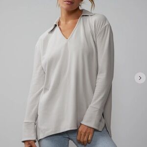 Long Sleeve Collar V-Neck Tunic - Large